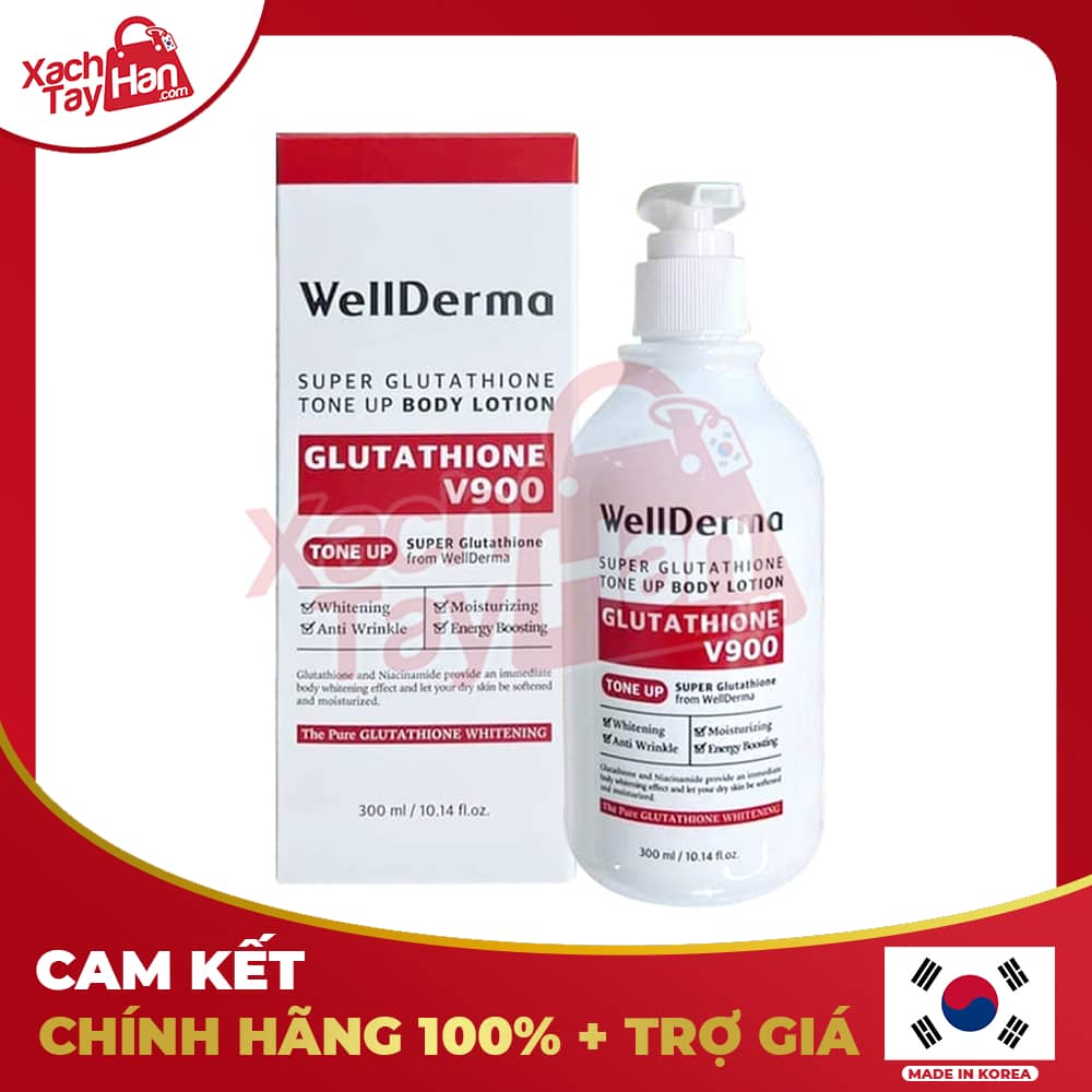 Kem dưỡng thể trắng da Wellderma Super Glutathione V900 300ml