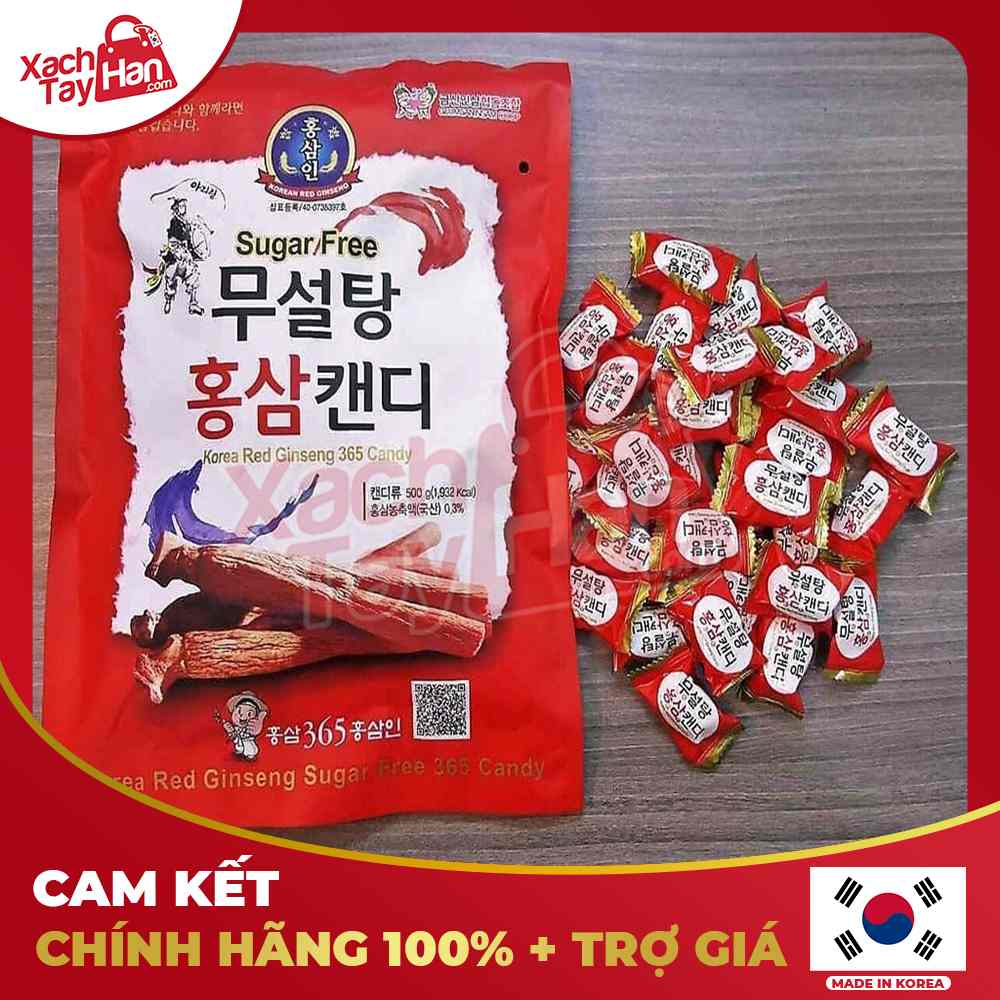 Kẹo sâm KHÔNG ĐƯỜNG ĐỎ 365 bịch 500g Hàn Quốc